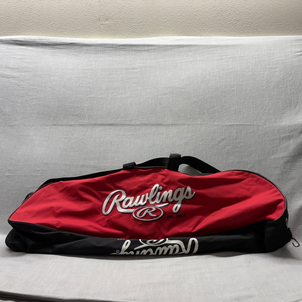 Rawlings Baseball Equipment Bag Large 32 Inch Red Black Bat Gear Duffel Bag